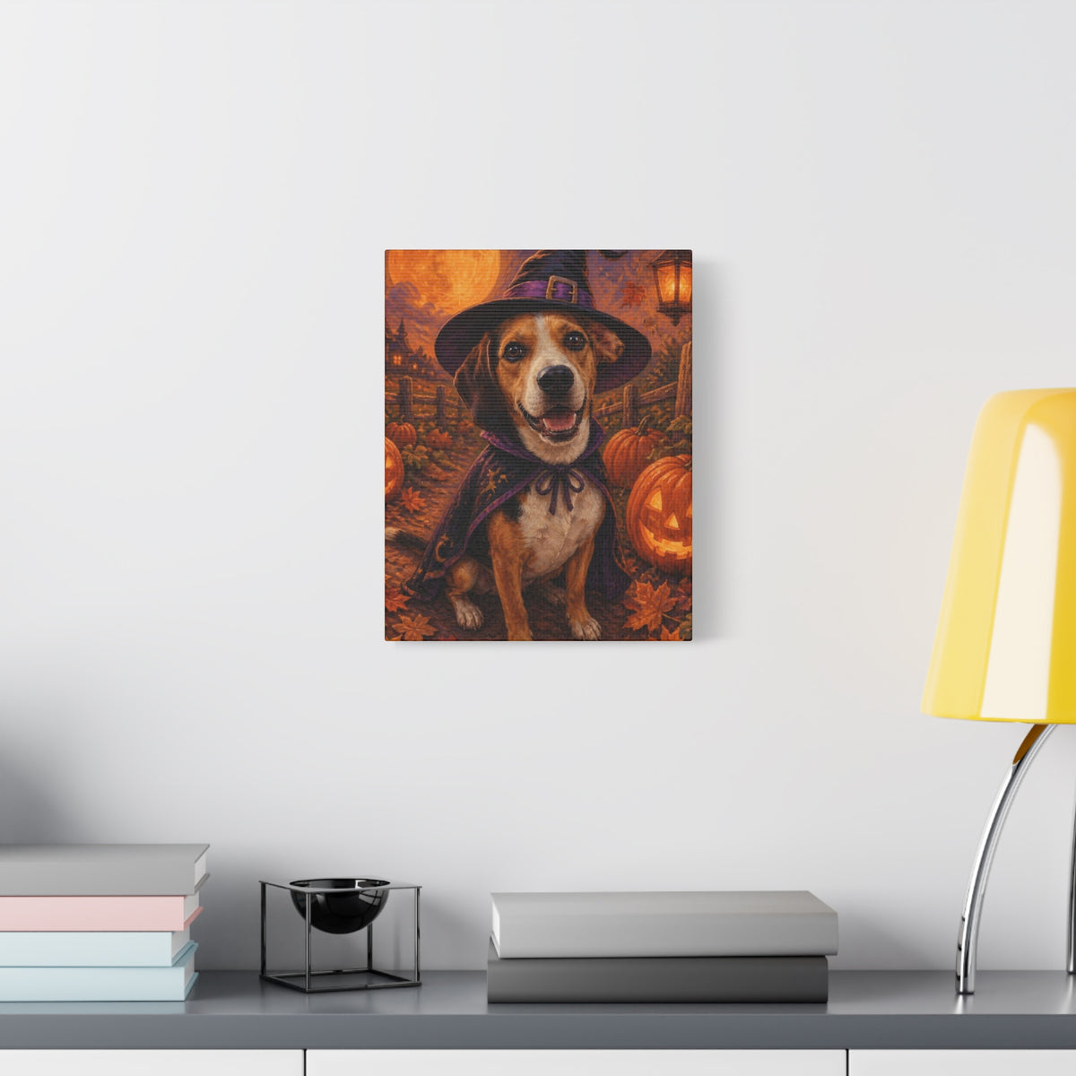Custom Halloween Pet Portrait Canvas - Your Pet as a Witch, Wizard or Vampire, Made From Your Photo