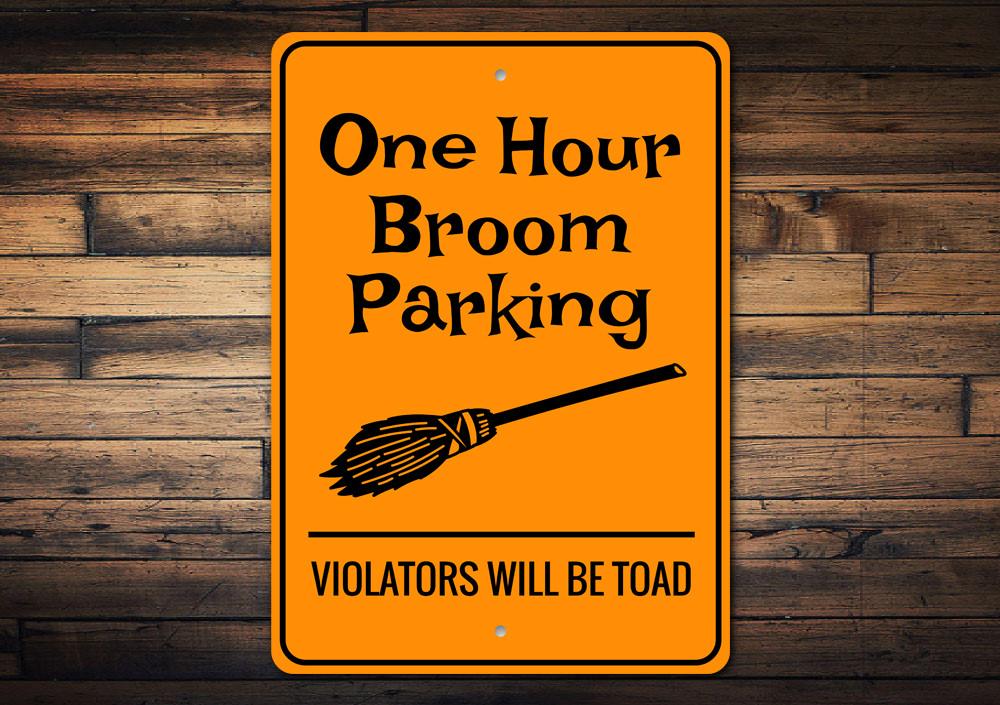 Broom Parking Halloween Sign, view 1