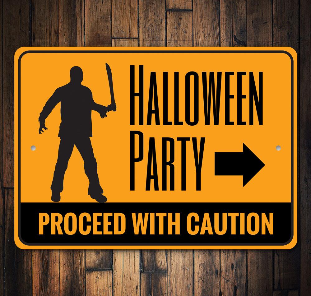 Halloween Party Caution Sign, view 1