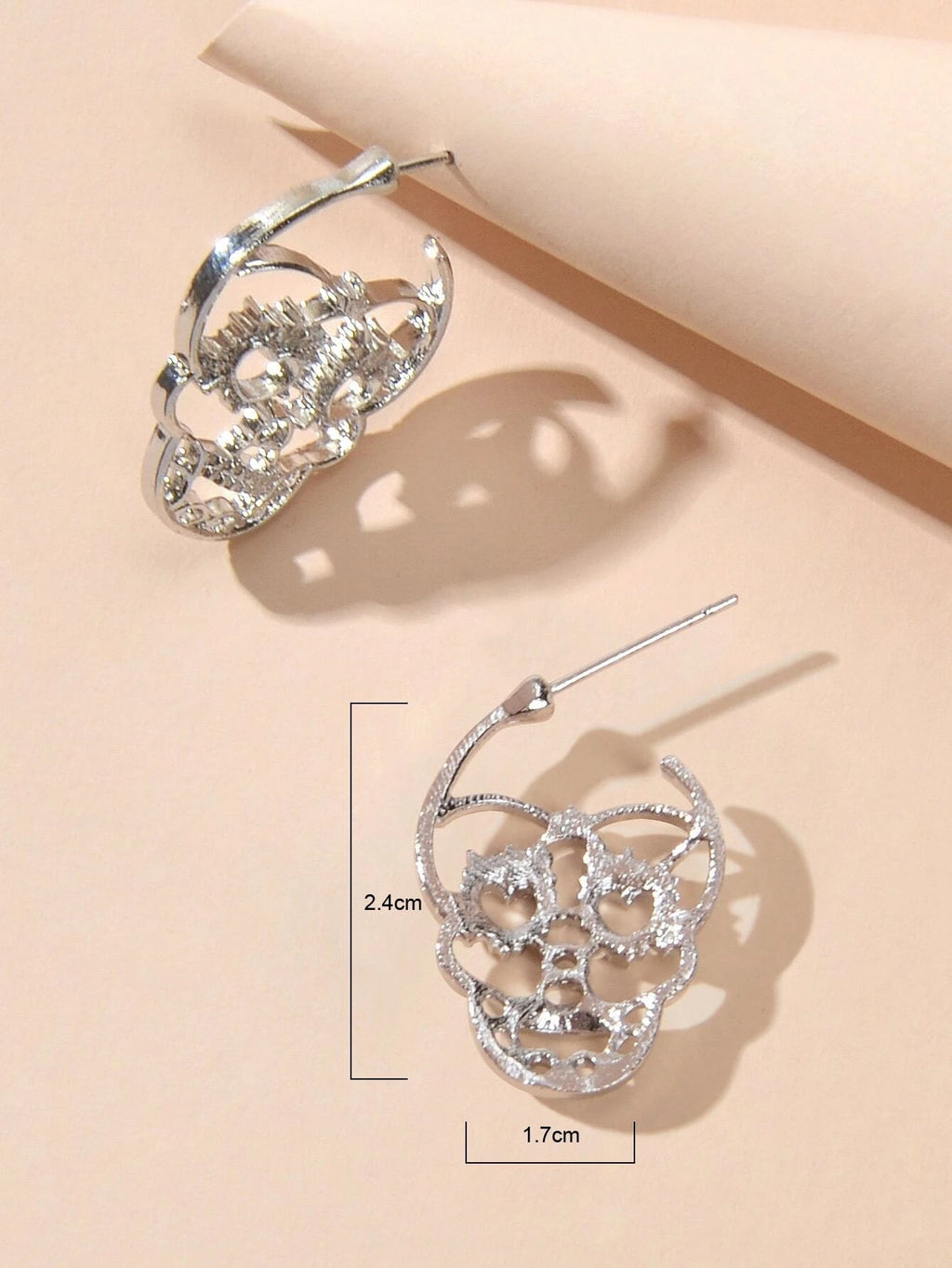Silver Skull Stud Earrings — Gothic Halloween Jewelry