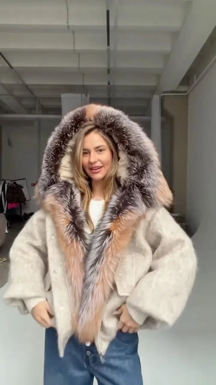 The Cruelty-Free Fur Trim Patchwork Coat
