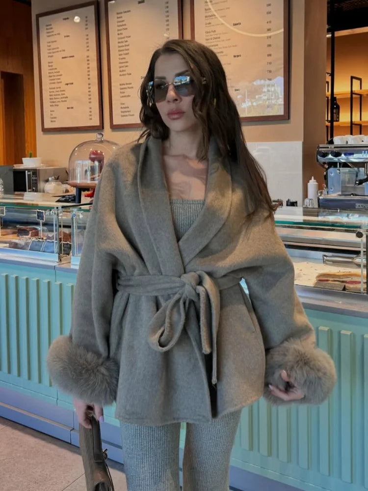 The Cruelty-Free Fur Cuff Wrap Coat