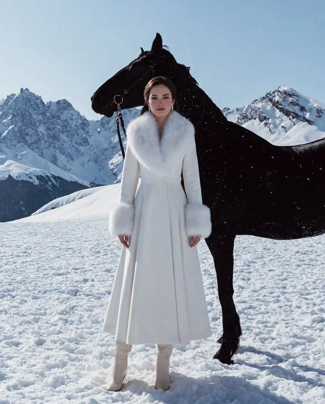 The Cruelty-Free Fur Collar A-Line Maxi Coat