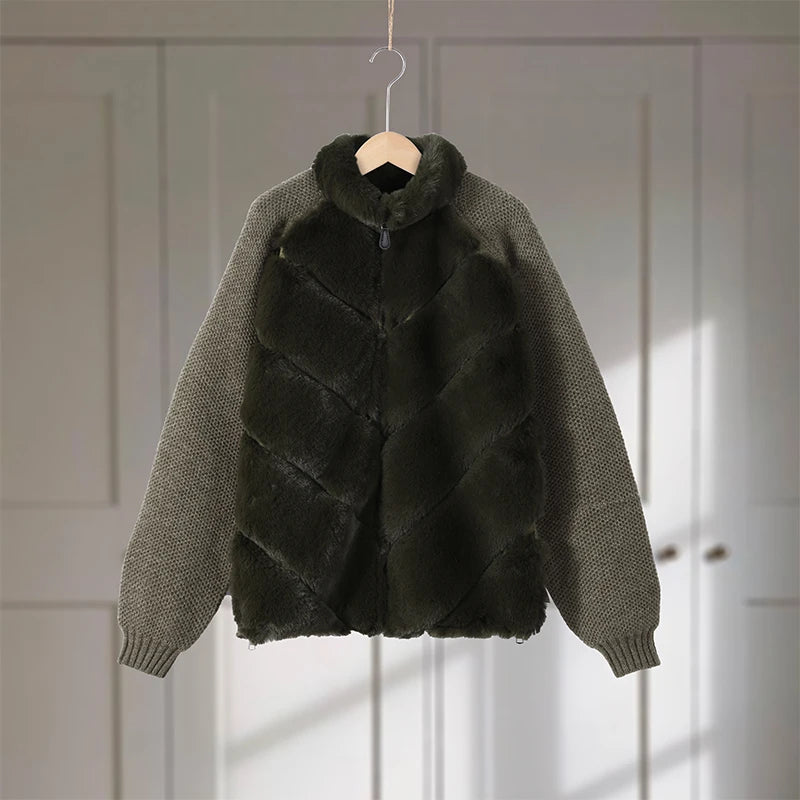 The Cruelty-Free Fur Panel Zip Jacket