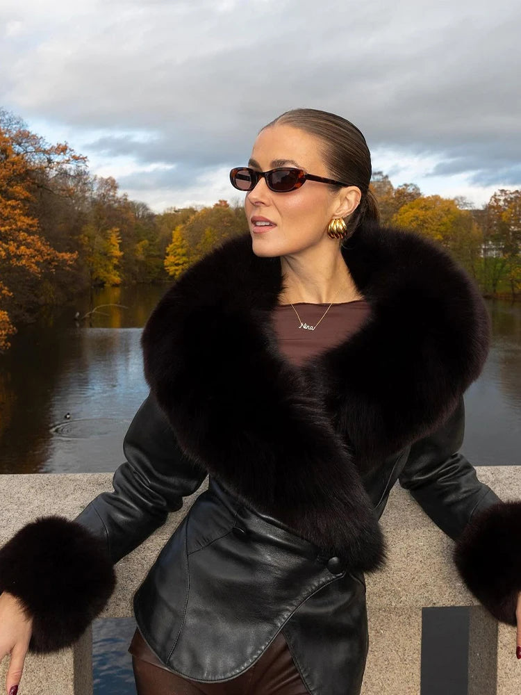 The Cruelty-Free Leather Jacket with Fur Collar
