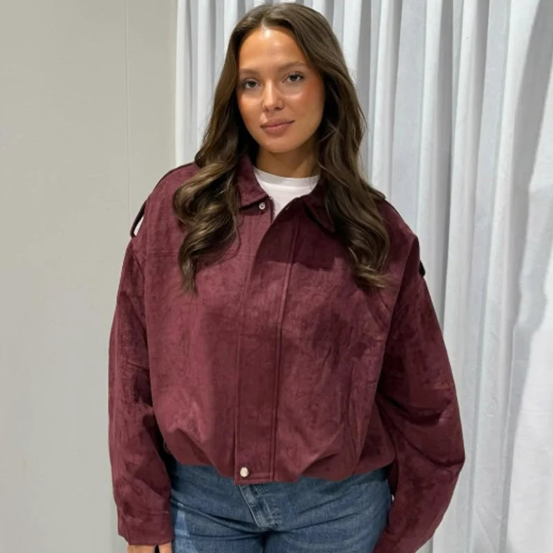 The Cruelty-Free Suede Cropped Bomber