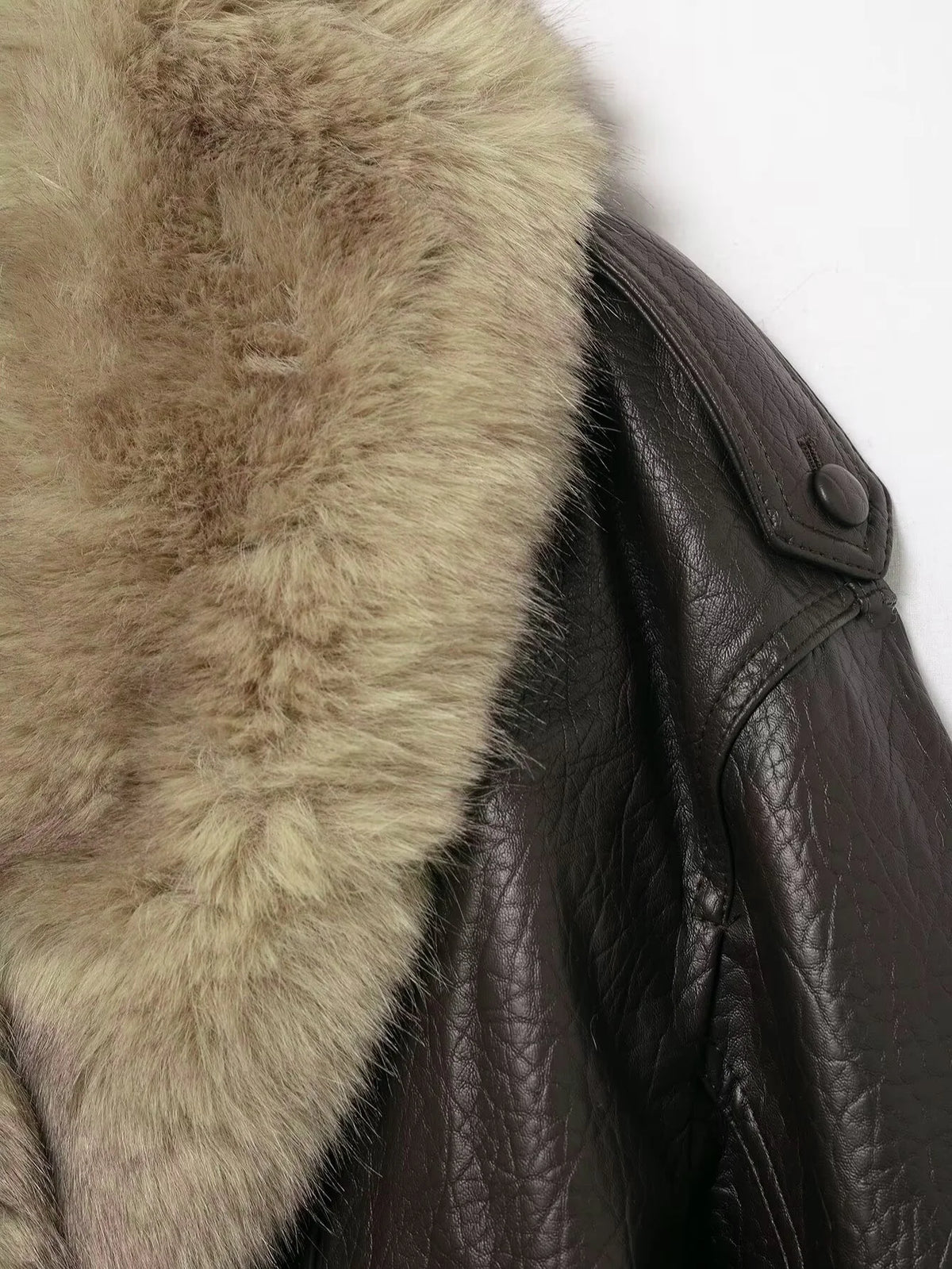 The Cruelty-Free Leather Coat with Fur Collar