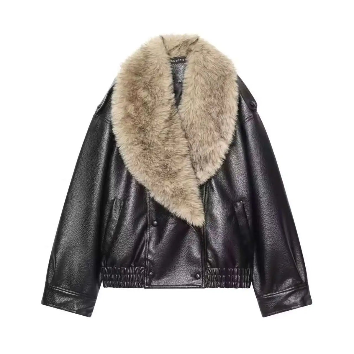 The Cruelty-Free Leather Coat with Fur Collar