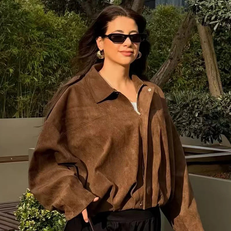 The Cruelty-Free Suede Cropped Bomber