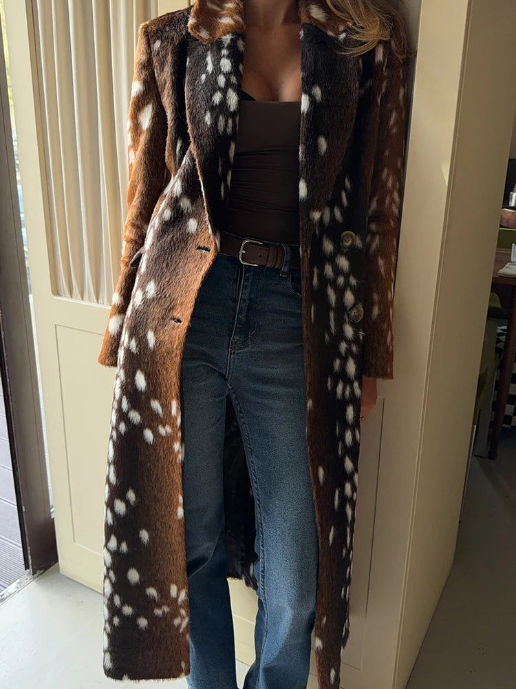 The Deer-Print Cruelty-Free Fur Coat