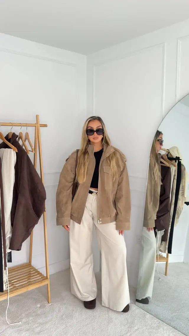 The Stand-Collar Suede-Touch Jacket