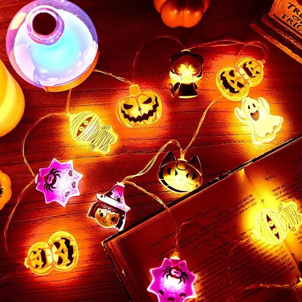 Halloween LED String Lights — Pumpkin, Ghost & Spiderweb