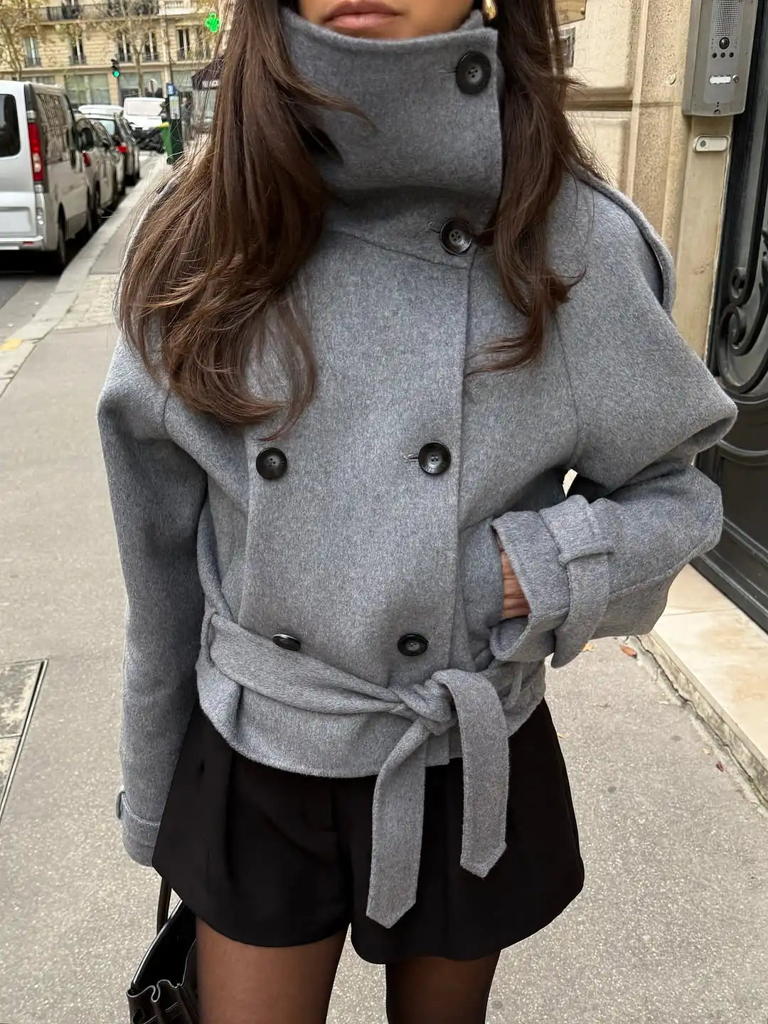 The High-Collar Lace-Up Overcoat