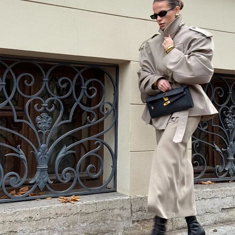 The Lace-Up Belted Short Trench