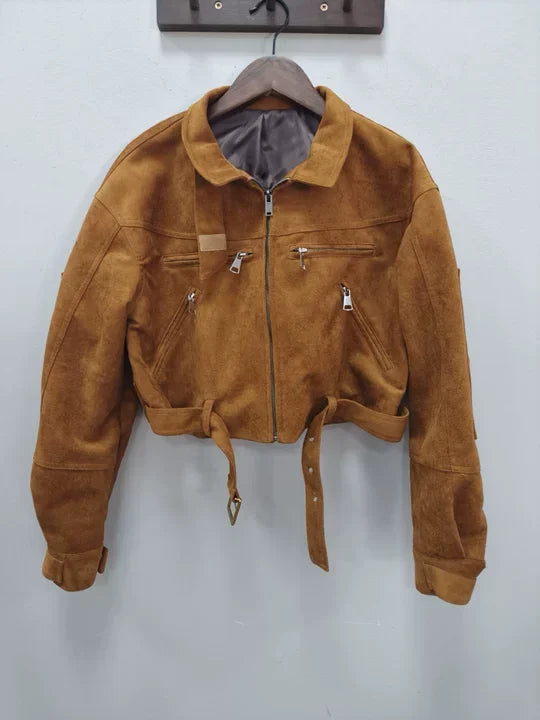 The Zip Cruelty-Free Suede Belted Jacket