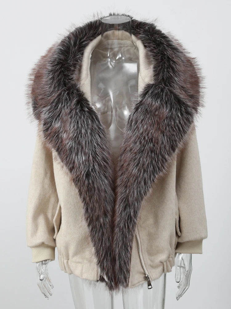 The Cruelty-Free Fur Trim Patchwork Coat