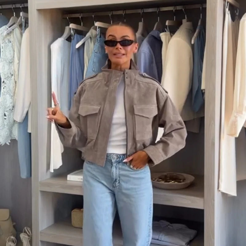 The Zip Cruelty-Free Suede Belted Jacket