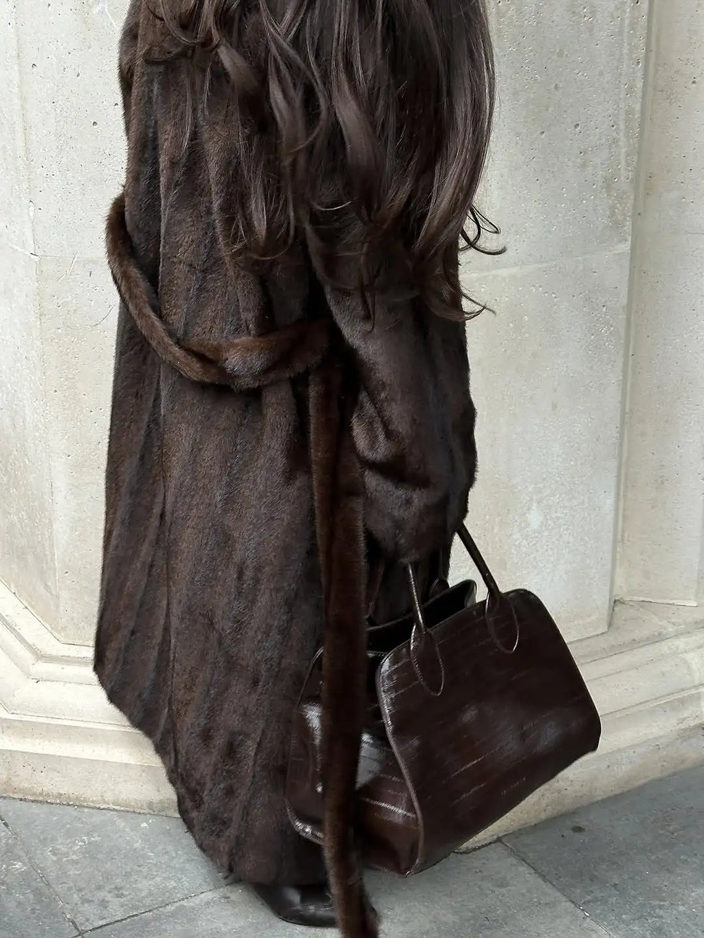The Lace-Up Long Cruelty-Free Fur Coat