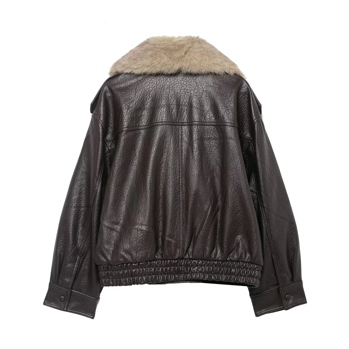 The Cruelty-Free Leather Coat with Fur Collar