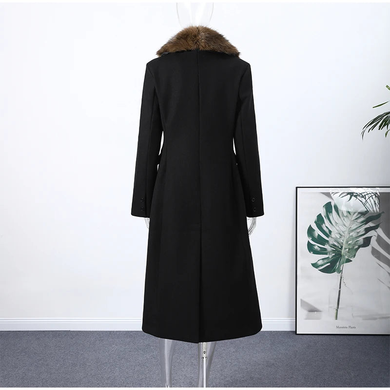 The Cruelty-Free Fur Lapel Long Coat