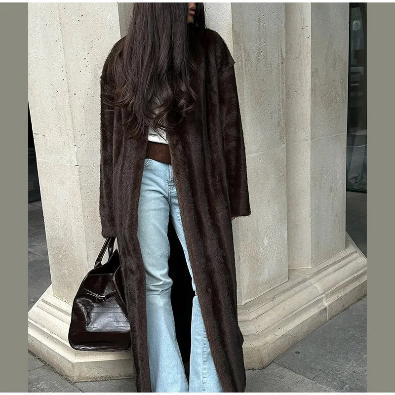 The Long Brown Cruelty-Free Fur Coat