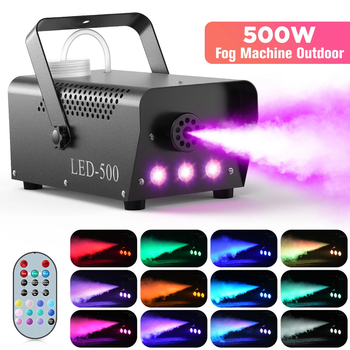 500W RGB Fog Machine with Remote Control, view 3