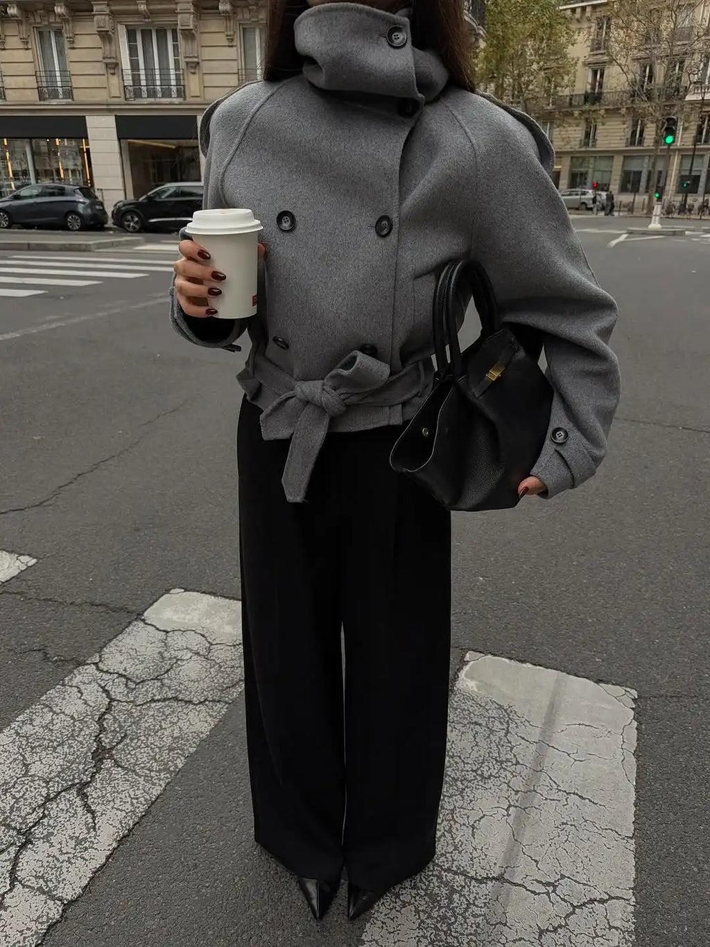 The High-Collar Lace-Up Overcoat