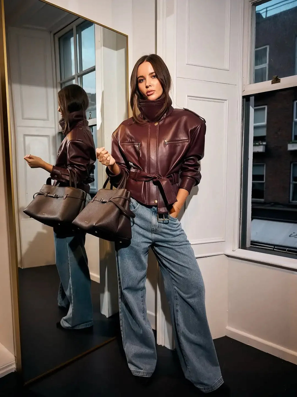 The Burgundy Cinched-Waist Jacket