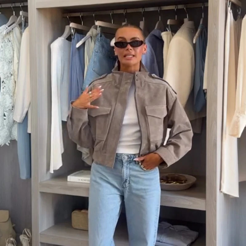 The Zip Cruelty-Free Suede Belted Jacket