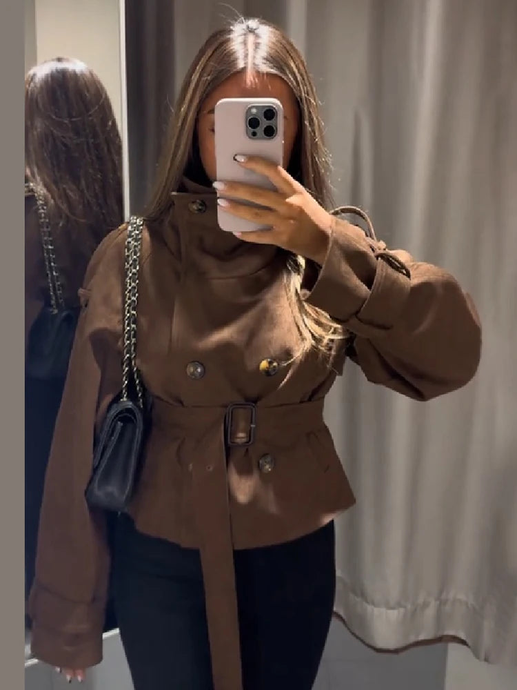 The Cruelty-Free Suede Cropped Trench