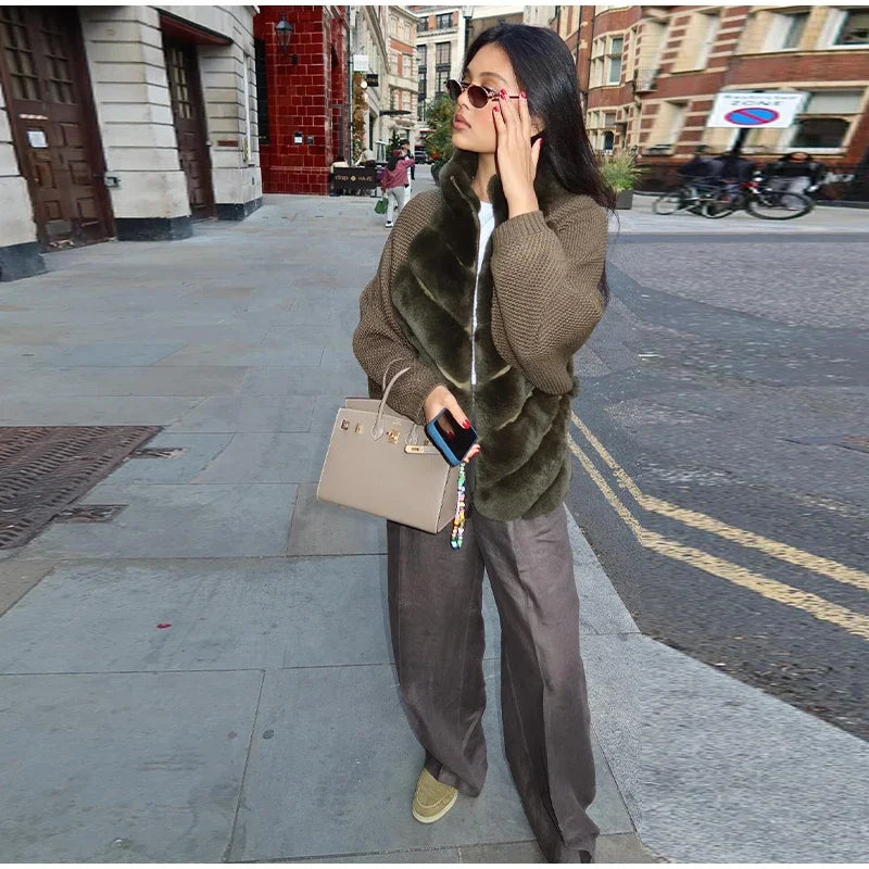 The Cruelty-Free Fur Panel Zip Jacket