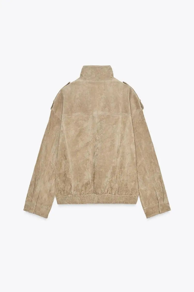 The Stand-Collar Suede-Touch Jacket