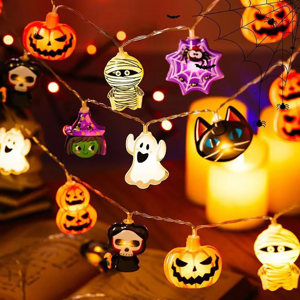 Halloween LED String Lights — Pumpkin, Ghost & Spiderweb