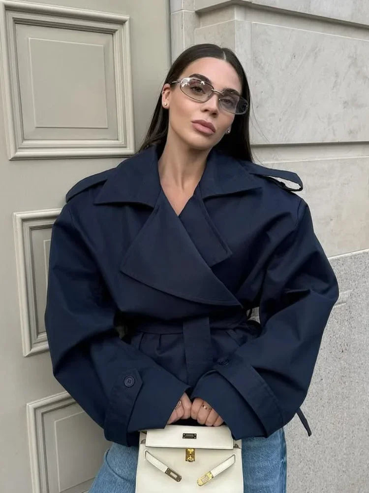 The Lace-Up Belted Short Trench