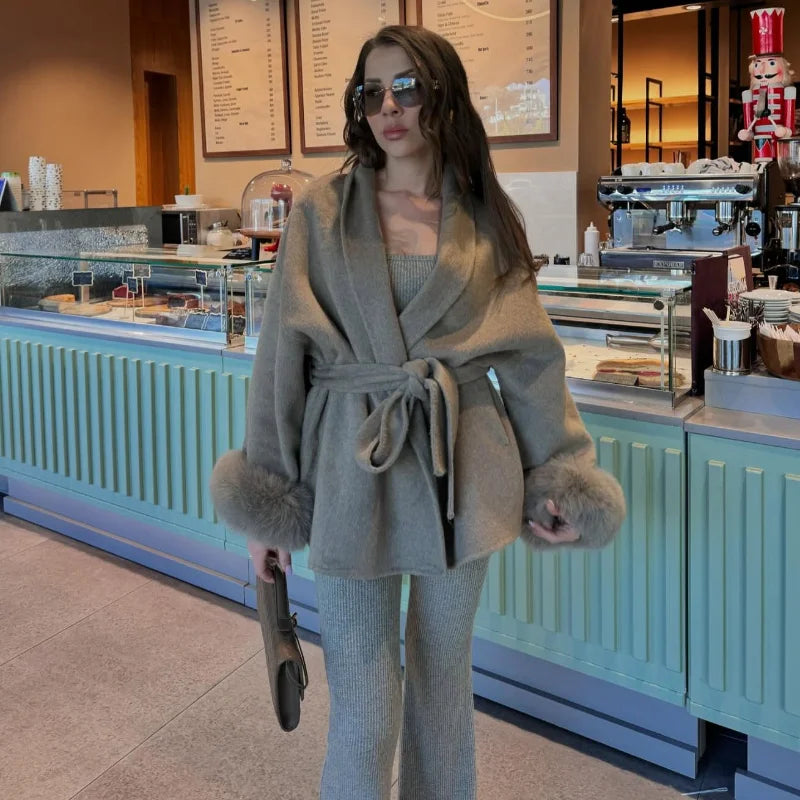 The Cruelty-Free Fur Cuff Wrap Coat