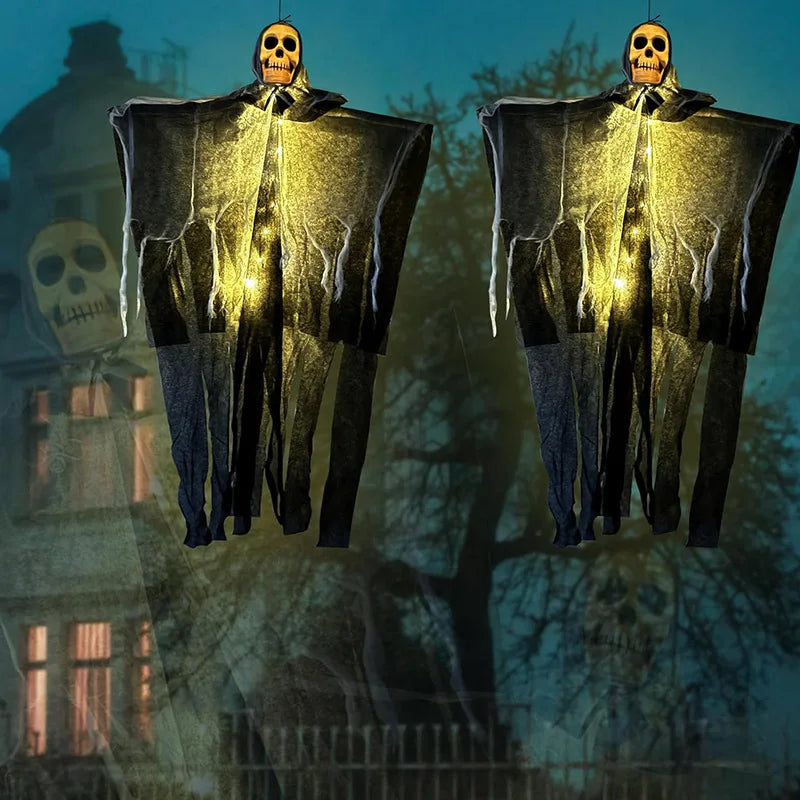 Hanging Skull Ghost Decoration — Lighted or Unlit
