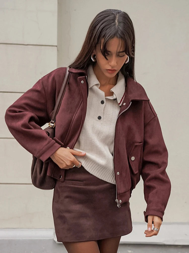 The Zip Cruelty-Free Suede Belted Jacket