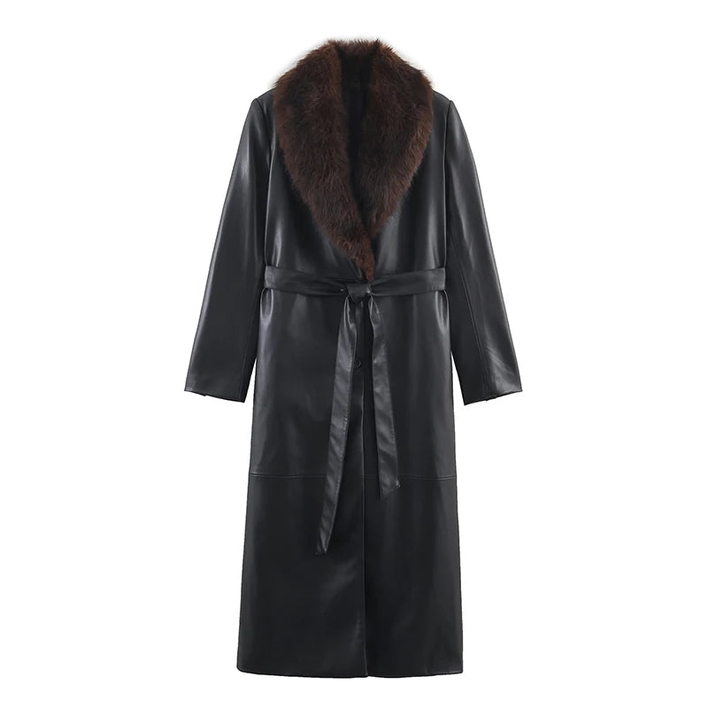 The Cruelty-Free Fur Lapel Long Coat