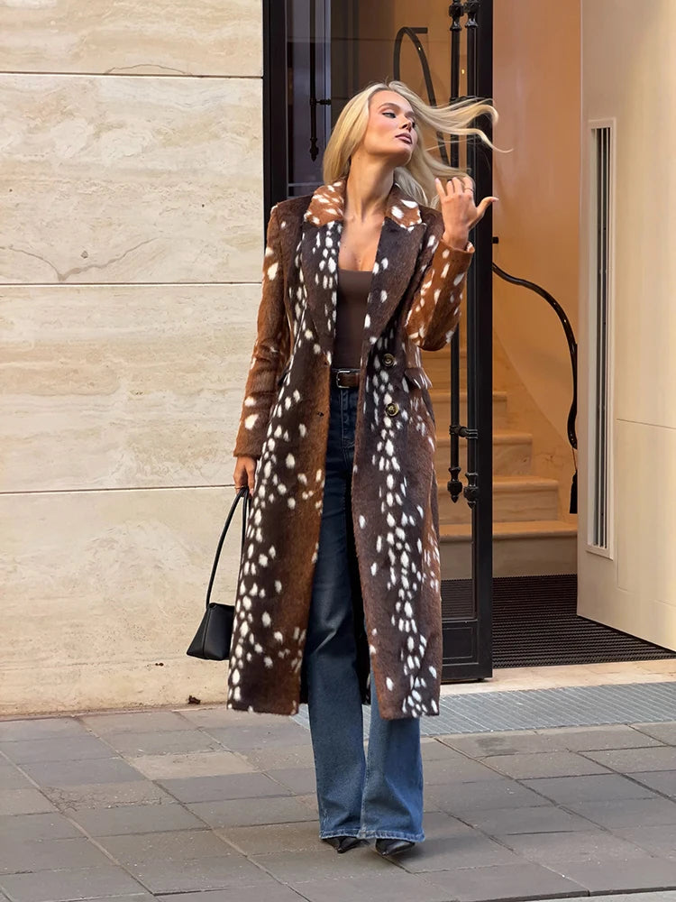 The Deer-Print Cruelty-Free Fur Coat