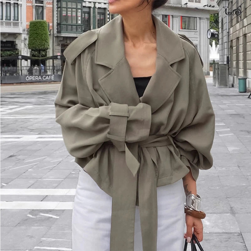 The Lace-Up Belted Short Trench