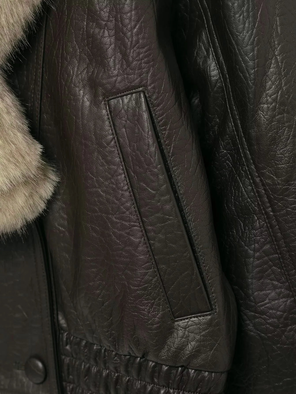 The Cruelty-Free Leather Coat with Fur Collar