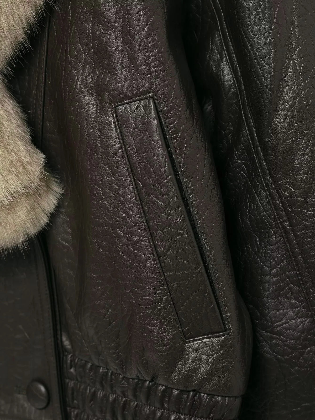 The Cruelty-Free Leather Coat with Fur Collar