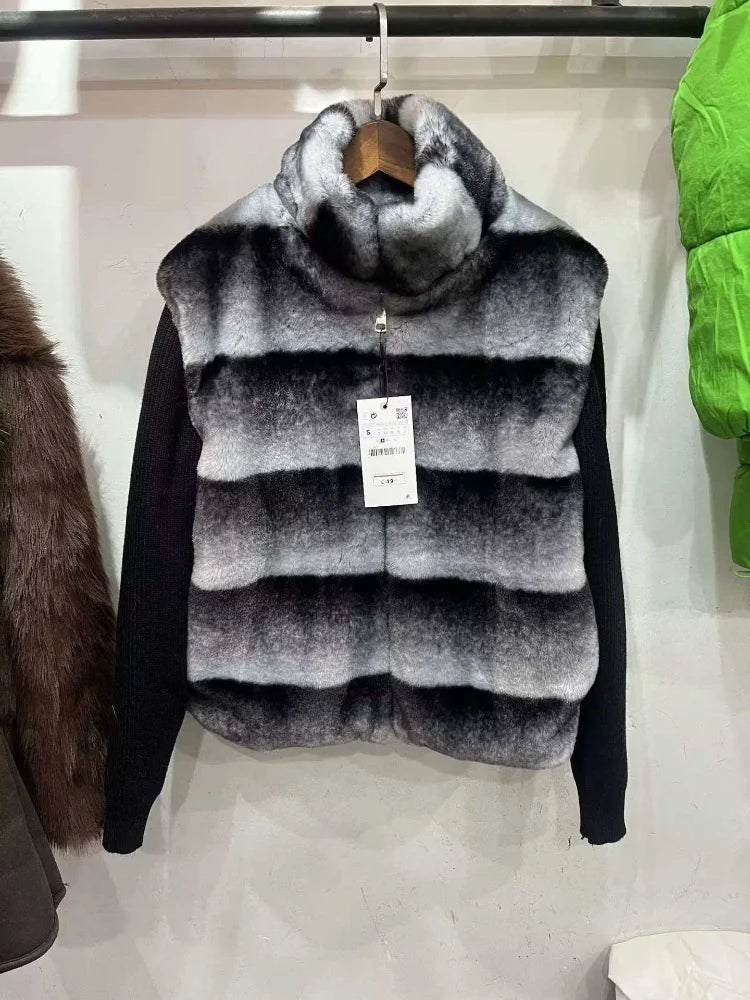 The Cruelty-Free Fur Panel Zip Jacket