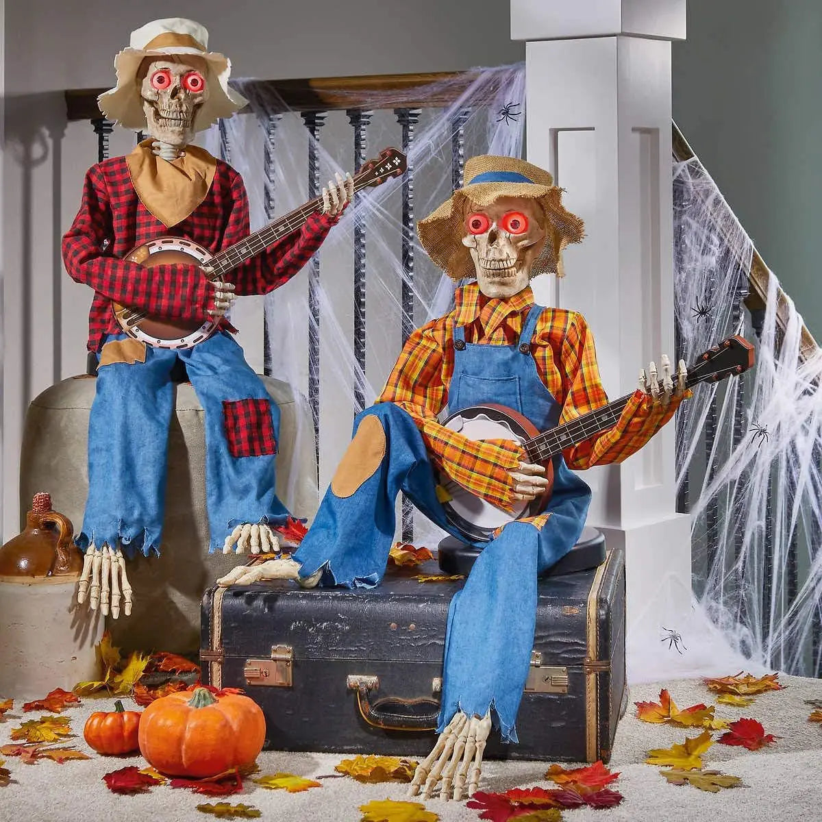 Glowing Animated Banjo Skeleton Halloween Yard Decoration