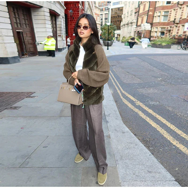 The Cruelty-Free Fur Panel Zip Jacket