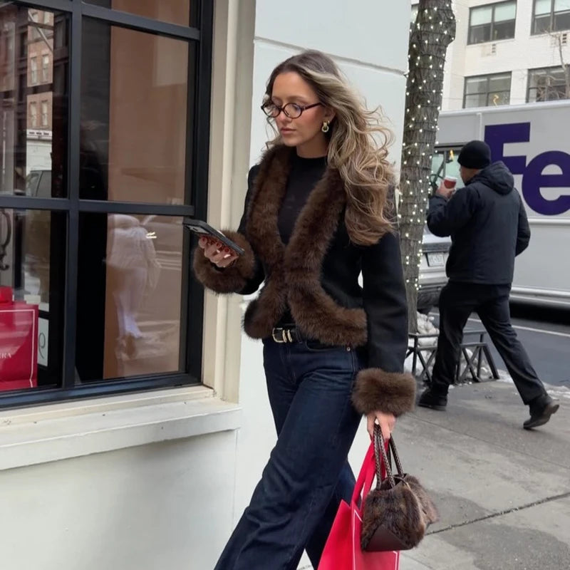 The Cruelty-Free Leather Jacket with Fur Collar