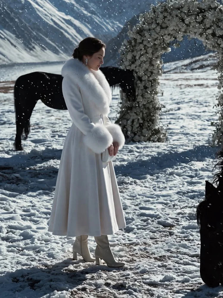 The Cruelty-Free Fur Trim Flared Coat