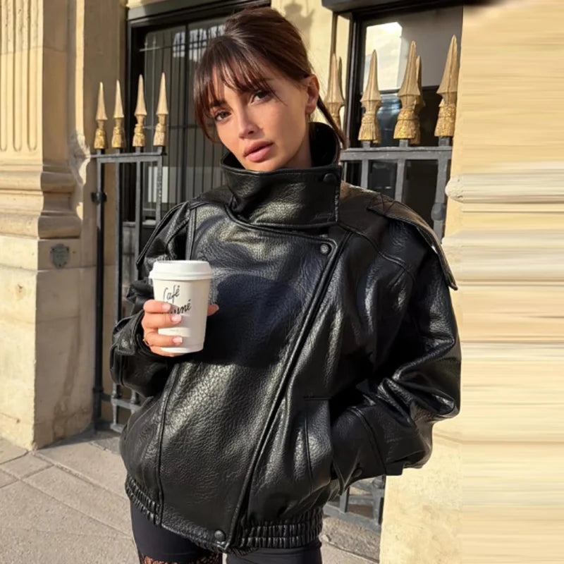 The Cropped Cruelty-Free Leather Bomber