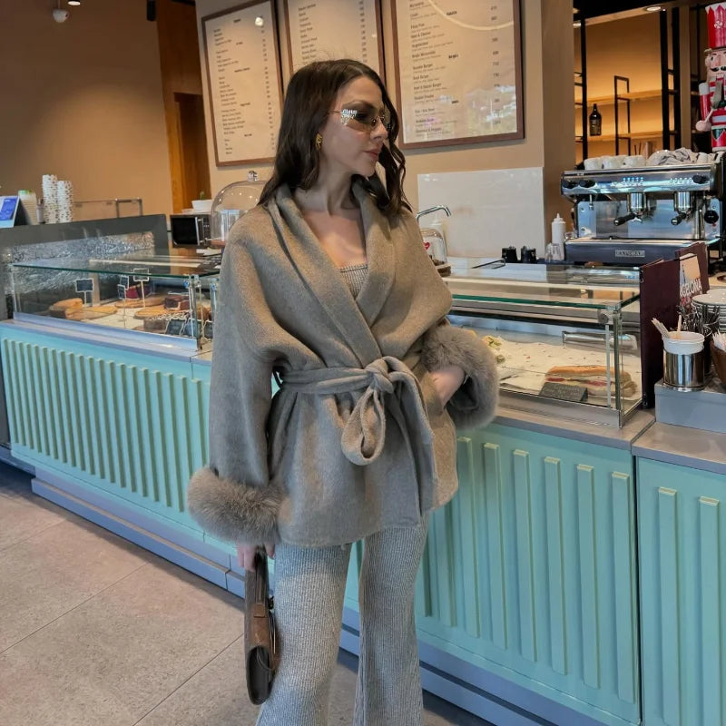 The Cruelty-Free Fur Cuff Wrap Coat
