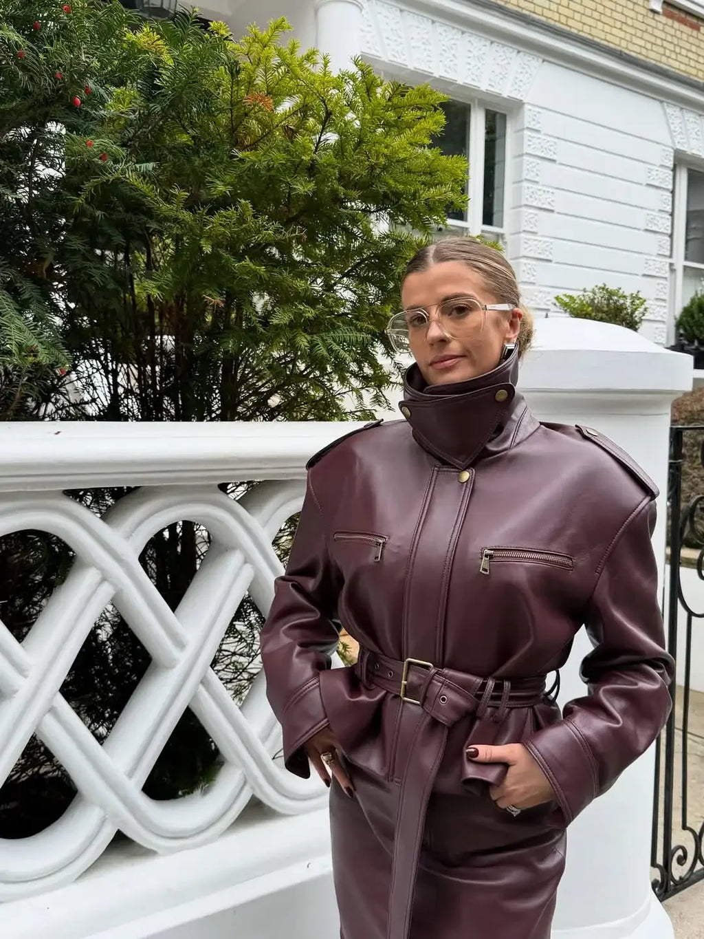 The Burgundy Cinched-Waist Jacket